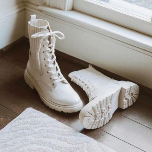 Bone Knit Shaft Lace Up Combat Boots - Picture 5 of 5